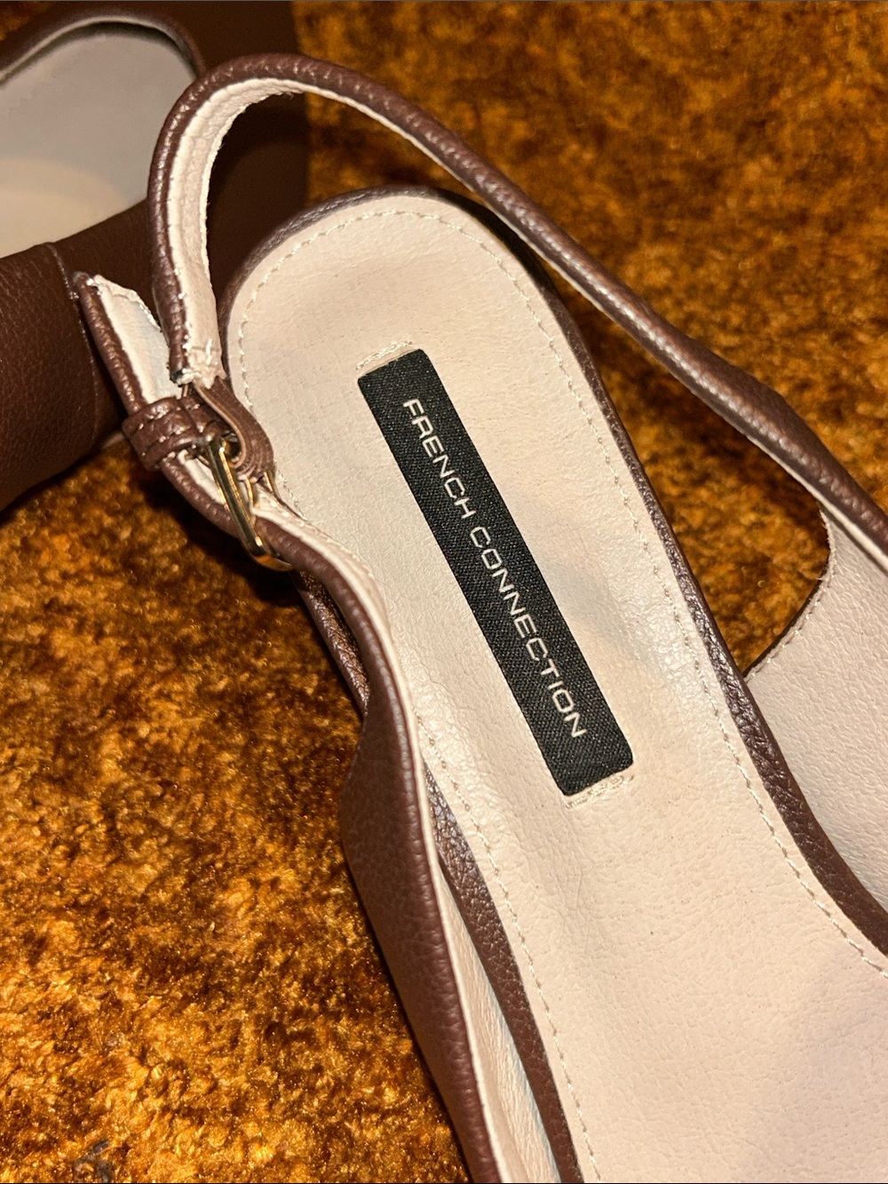 French Connection Brown Pointed Slingback Flats with Adjustable Buckle - Picture 6 of 7